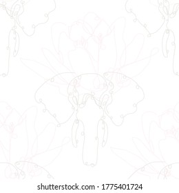 Elegante patrón impecable con elefantes y loto, elementos de diseño. Patrón floral para invitaciones, tarjetas, impresiones, envoltura de regalo, manufactura, textiles, tela, papel pintado. Estilo de arte de línea continuo