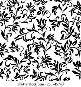Elegant seamless pattern with fantastic flowers on a white background