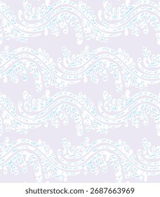 Elegant seamless pattern, featuring abstract, wavy lines and floral curls,background. Perfect for textile design, fabric print, wallpaper, wrapping paper, and decorative.