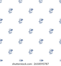 Elegant seamless pattern featuring blue flowers on white. Perfect for textiles, wallpapers, and graphic designs, offering a classic and stylish floral theme for creative projects.