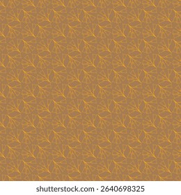 Elegant seamless pattern featuring delicate golden floral motifs on a rich brown background, ideal for wallpapers, textiles, or decorative purposes.