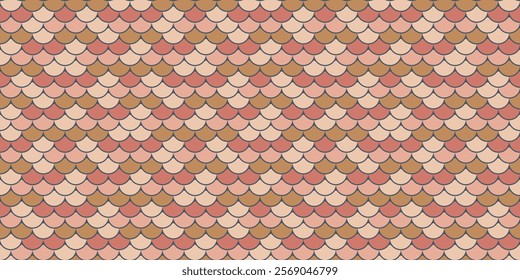 Elegant seamless pattern featuring a fish scale design in soft, earthy tones.  Ideal for textile prints, wallpapers, website backgrounds, and packaging design.