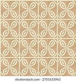 Um elegante padrão sem emenda com um design de azulejo geométrico floral motif.classic em bege neutro e creme é perfeito para fundos sofisticados, papel de parede, tecido e projetos decorativos.