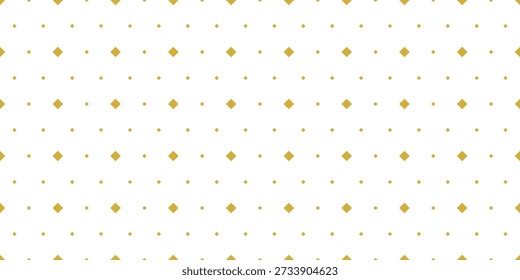 Elegant seamless pattern featuring golden diamond shapes in varying sizes on a crisp white backdrop