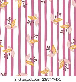 Elegant seamless pattern featuring hand-drawn leaves and florals, perfect for eco-friendly textile and wallpaper designs.