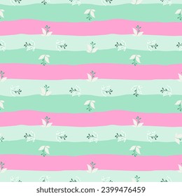 Elegant seamless pattern featuring hand-drawn leaves and florals, perfect for eco-friendly textile and wallpaper designs.