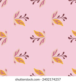 Elegant seamless pattern featuring hand-drawn leaves and florals, perfect for eco-friendly textile and wallpaper designs.