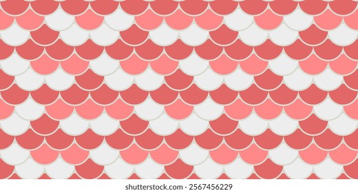 Elegant, seamless pattern featuring overlapping scales in soft coral, light pink, and off-white.  Perfect for textile design, website backgrounds, or decorative projects.