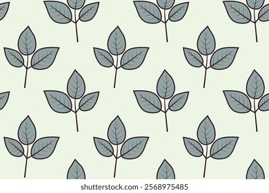 Elegant seamless pattern featuring stylized teal leaves on a pale green background. Perfect for textile design, wallpaper, packaging, and website backgrounds.