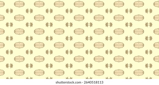 Elegant seamless pattern featuring vintage-style beige labels paired with soft floral motifs.