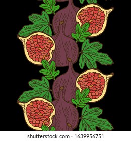 Elegant seamless pattern with fig fruits, design elements. Fruit  pattern for invitations, cards, print, gift wrap, manufacturing, textile, fabric, wallpapers. Food, kitchen, vegetarian theme