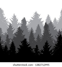 Elegant seamless pattern with fir trees, design elements. Forest pattern for invitations, cards, print, gift wrap, manufacturing, textile, fabric, wallpapers. Nature theme