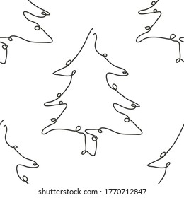 Elegant seamless pattern with fir trees, design elements. Floral  pattern for invitations, cards, print, gift wrap, manufacturing, textile, fabric, wallpapers. Continuous line art style