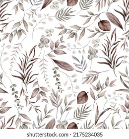 elegant seamless pattern floral with elegant brown flower and leaves