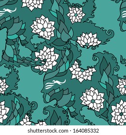 elegant seamless pattern with floral girl silhouettes for your design