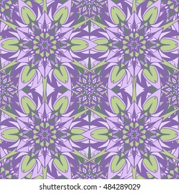 Elegant seamless pattern with floral and Mandala elements. Nice hand-drawn illustration