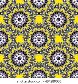 Elegant seamless pattern with floral and Mandala elements. Nice hand-drawn illustration