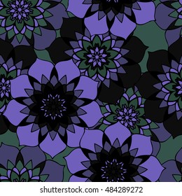 Elegant seamless pattern with floral and Mandala elements. Nice hand-drawn illustration