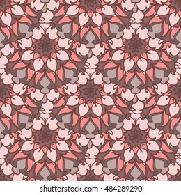 Elegant seamless pattern with floral and Mandala elements. Nice hand-drawn illustration