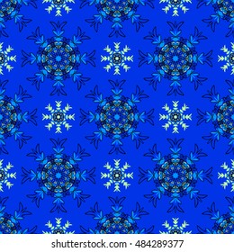 Elegant seamless pattern with floral and Mandala elements. Nice hand-drawn illustration