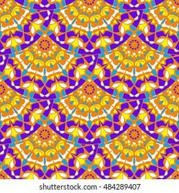 Elegant seamless pattern with floral and Mandala elements. Nice hand-drawn illustration