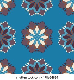 Elegant seamless pattern with floral and mandala elements. Nice hand-drawn vector illustration