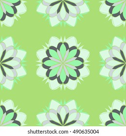 Elegant seamless pattern with floral and mandala elements. Nice hand-drawn vector illustration