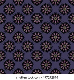Elegant seamless pattern with floral and Mandala elements. Nice hand-drawn vector illustration