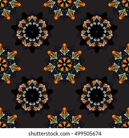 Elegant seamless pattern with floral and Mandala elements. Nice hand-drawn illustration