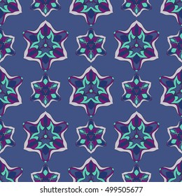Elegant seamless pattern with floral and Mandala elements. Nice hand-drawn illustration