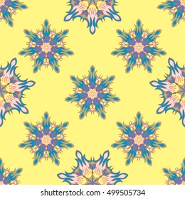 Elegant seamless pattern with floral and Mandala elements. Nice hand-drawn illustration