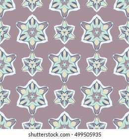 Elegant seamless pattern with floral and Mandala elements. Nice hand-drawn illustration