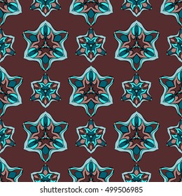 Elegant seamless pattern with floral and Mandala elements. Nice hand-drawn illustration