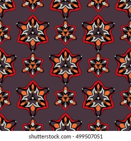 Elegant seamless pattern with floral and Mandala elements. Nice hand-drawn illustration