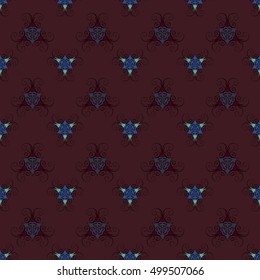 Elegant seamless pattern with floral and Mandala elements. Nice hand-drawn illustration