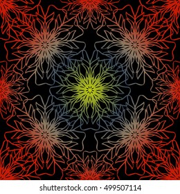 Elegant seamless pattern with floral and Mandala elements. Nice hand-drawn illustration