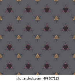 Elegant seamless pattern with floral and Mandala elements. Nice hand-drawn illustration