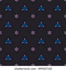 Elegant seamless pattern with floral and Mandala elements. Nice hand-drawn illustration
