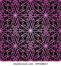Elegant seamless pattern with floral and Mandala elements. Nice hand-drawn illustration