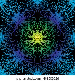Elegant seamless pattern with floral and Mandala elements. Nice hand-drawn illustration