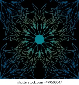 Elegant seamless pattern with floral and Mandala elements. Nice hand-drawn illustration