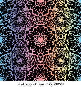 Elegant seamless pattern with floral and Mandala elements. Nice hand-drawn illustration
