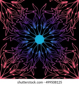 Elegant seamless pattern with floral and Mandala elements. Nice hand-drawn illustration