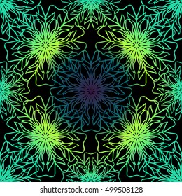 Elegant seamless pattern with floral and Mandala elements. Nice hand-drawn illustration