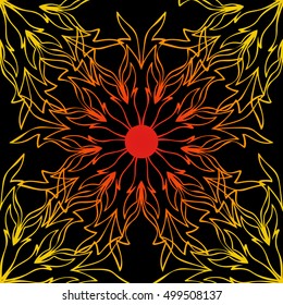 Elegant seamless pattern with floral and Mandala elements. Nice hand-drawn illustration