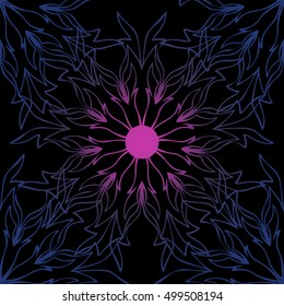 Elegant seamless pattern with floral and Mandala elements. Nice hand-drawn illustration