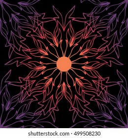 Elegant seamless pattern with floral and Mandala elements. Nice hand-drawn illustration