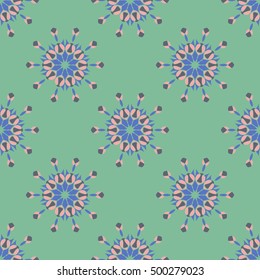 Elegant seamless pattern with floral and Mandala elements. Nice hand-drawn illustration