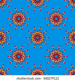 Elegant seamless pattern with floral and Mandala elements. Nice hand-drawn illustration