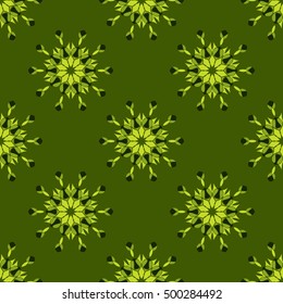 Elegant seamless pattern with floral and Mandala elements. Nice hand-drawn illustration